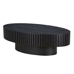 English Elm Modern Ellipse Drum Coffee Table 46.5" x 27.6" Oval Low-Profile Accent Table with Sturdy Pedestal Base, Durable MDF Wood Design Matt Black W2582P188738