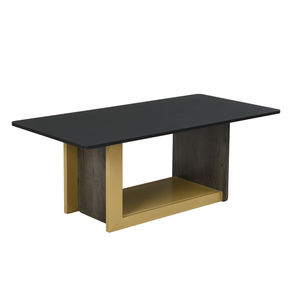 English Elm VIBE Modern Light Luxury Two-Piece Coffee Table Set with Metal Frame and Durable MDF Top for Living Room Black N724P321447B