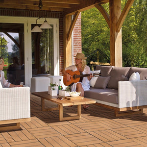 English Elm Plastic Interlocking Deck Tiles Slatted Wood Look Outdoor Patio Poolside Flooring 44 Pack W2882P204560
