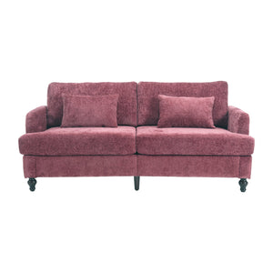 English Elm Mid Century Modern chenille loveseat with solid wood frame, detachable cushions, breathable fabric couch WINE RED W395P151897