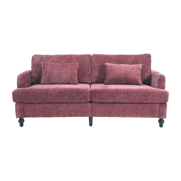 English Elm Mid Century Modern chenille loveseat with solid wood frame, detachable cushions, breathable fabric couch WINE RED W395P151897