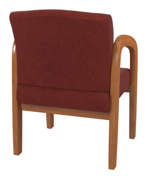 OSP Home Furnishings Medium Oak Wood Visitor Chair with Lumbar Support and Taupe Fabric for Office Use Cherry WD380-K013
