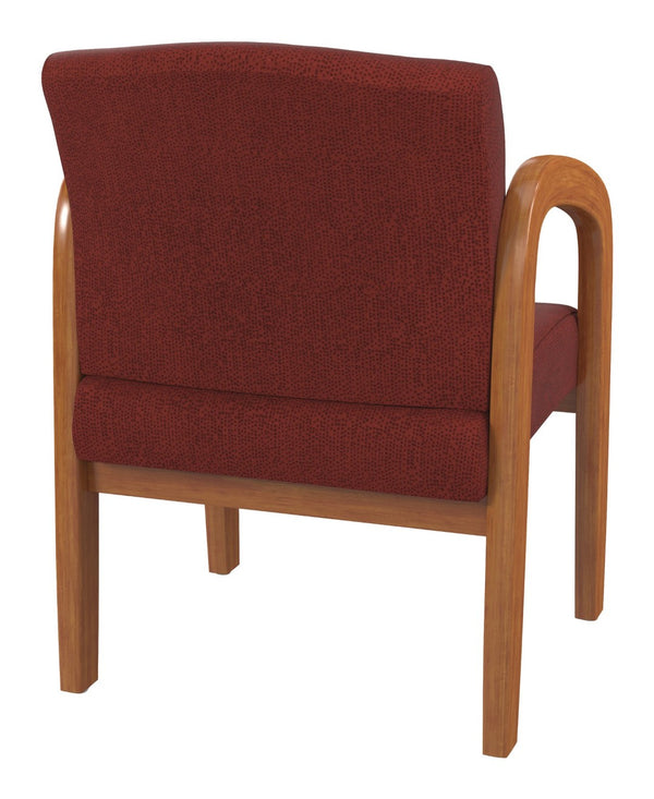 OSP Home Furnishings Medium Oak Wood Visitor Chair with Lumbar Support and Taupe Fabric for Office Use Cherry WD380-K013