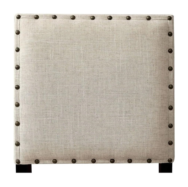 English Elm Rustic Counter Height Dining Chairs Set of 2 with Beige Linen-Look Upholstery, Distressed Black Wood Trim Ivory+Black 49 L x 12 W x 18 H B011P189951