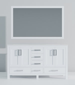 English Elm White Double Bath Vanity With Quartz Top & Large Mirror - Elegant Storage Solution For Modern Spaces B2731S00696-GIGA