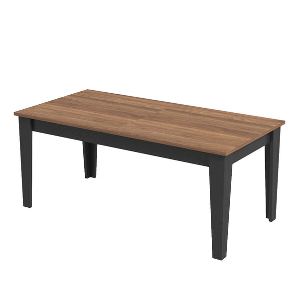 English Elm Dining Table Extendable Woodgrain Melamine Top Seats up to Ten Open Plan Kitchen Walnut+Black W331S00206