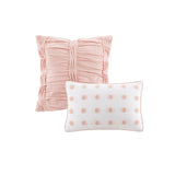 Urban Habitat Brooklyn Shabby Chic Cotton Jacquard Duvet Cover Set with Euro Shams and Throw Pillows UH12-0207 Pink