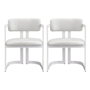 English Elm Christopher Knight Home® - Upholstered Dining Chairs Set of 2 with Iron Frame, Fabric Seat Cushions, Modern Compact Design Beige+White N779P281141B