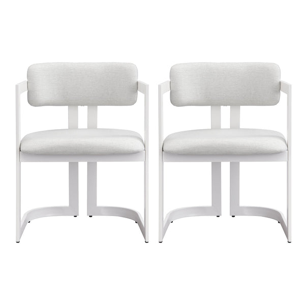English Elm Christopher Knight Home® - Upholstered Dining Chairs Set of 2 with Iron Frame, Fabric Seat Cushions, Modern Compact Design Beige+White N779P281141B
