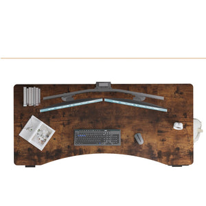 English Elm 63"×30" Dual Motor Electric Standing Desk Rustic Brown Splice Board Home Office W614P431998