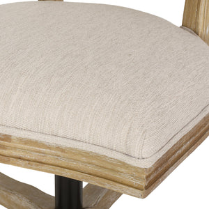 English Elm Christopher Knight Home® - SWIVEL&LIFT French Country Office Chair in Beige Fabric with Distressed Rubberwood Base, Casters 71884.00FBGENTL