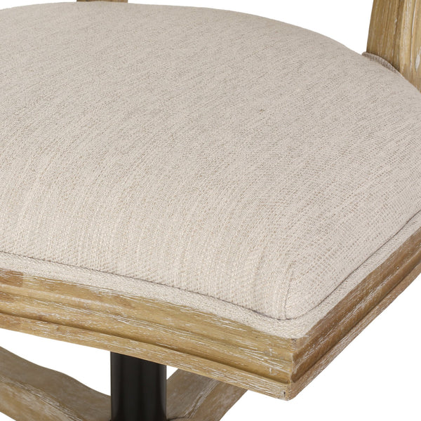 English Elm Christopher Knight Home® - SWIVEL&LIFT French Country Office Chair in Beige Fabric with Distressed Rubberwood Base, Casters 71884.00FBGENTL