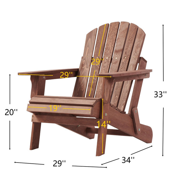 English Elm Oversize Hemlock Wood Folding Adirondack Chair Foldable Patio Seat for Outdoor Decks D720094424