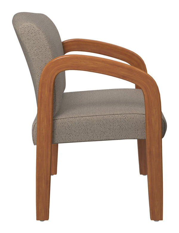 OSP Home Furnishings Medium Oak Wood Visitor Chair with Lumbar Support and Taupe Fabric for Office Use Cotton WD380-K008
