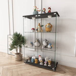 English Elm Modern Glass Display Cabinet With Led Lights - Quick Assembly, 2-Door, 3-Shelf, Ideal For Collectibles W241P242926