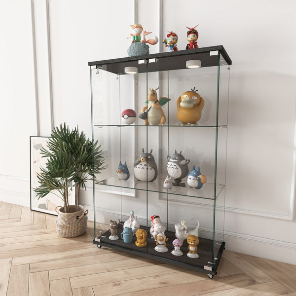 English Elm Modern Glass Display Cabinet With Led Lights - Quick Assembly, 2-Door, 3-Shelf, Ideal For Collectibles W241P242926