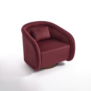 English Elm Swivel Barrel Chair Plush Teddy Fabric Pumpkin Silhouette for Living Room or Bedroom W3244P288860