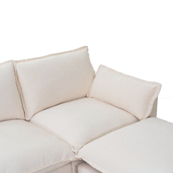 English Elm 93.31" Modular L-shaped Sectional with Movable Ottoman Chenille 4-seat Living Room Sofa Beige W2795S00034