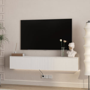English Elm Floating Wall Mounted Tv Stand with Led Lighting Modern Media Console for Large Screens W1321P405330