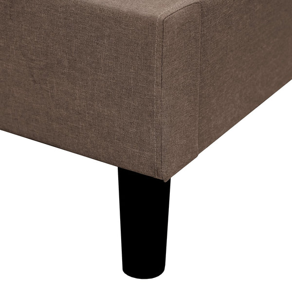 English Elm Classic Upholstered Tufted Platform Bed with Padded Linen Headboard, Modern Solid Wood Frame Chic Brown 66 L x 41 W x 6 H B2741P329264