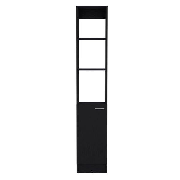 English Elm Parks Linen Bathroom Storage Cabinet Tall 70.8" High Black Engineered Wood with 6 Shelves, Adjustable B200P188843