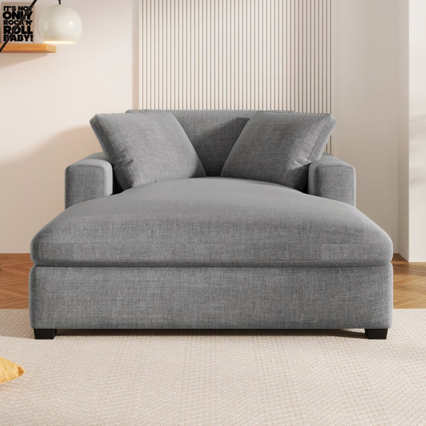 English Elm Mirod Oversized Chaise Lounge with Birch Legs Pillow Back Polyester Upholstered Seating Gray N760P196662E