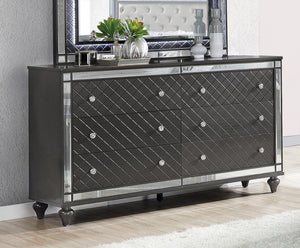 English Elm 1pc Five-Drawer Tall Storage Chest with Bright Finish, Elegant Pulls, Spacious Wooden Bedroom Tower Gray 66 L x 22 W x 38.3 H B2741P408993