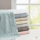 Madison Park Spa Waffle Modern/Contemporary Cotton Waffle Jacquard Antimicrobial Bath Towel 6 Piece Set MP73-5912 Seafoam