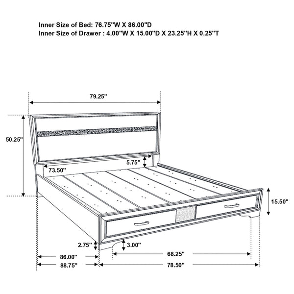 English Elm Corbin 5-Piece California King Bedroom Set With Elegant Rhinestone Pulls And Modern Clean Lines B062S00926
