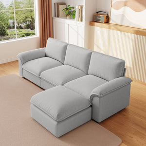 English Elm Cloud Sectional Sofa with Movable Chaise Soft Chenille Upholstery for Modern Living Rooms Gray W1359S00066