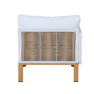 English Elm Vine 4-Piece Conversation Set Cream — Waterproof Aluminum & UV-Resistant Cushions, Marble Table Elegance B365S00106