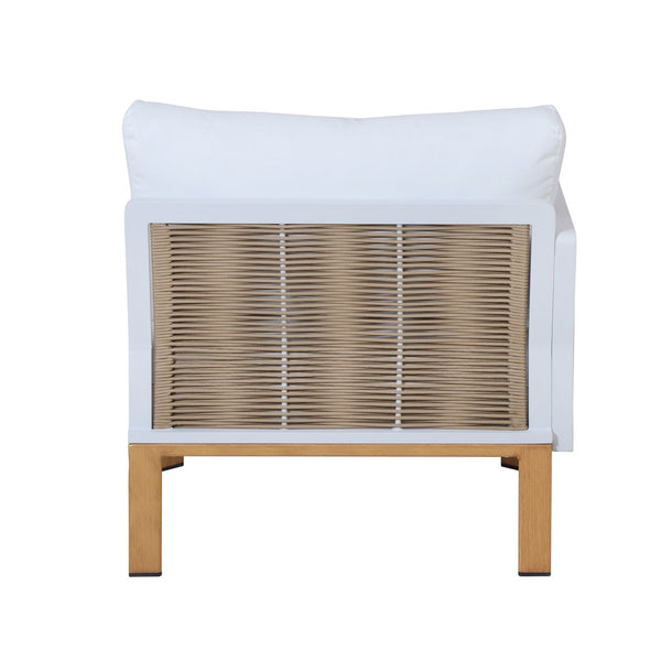 English Elm Vine 4-Piece Conversation Set Cream — Waterproof Aluminum & UV-Resistant Cushions, Marble Table Elegance B365S00106
