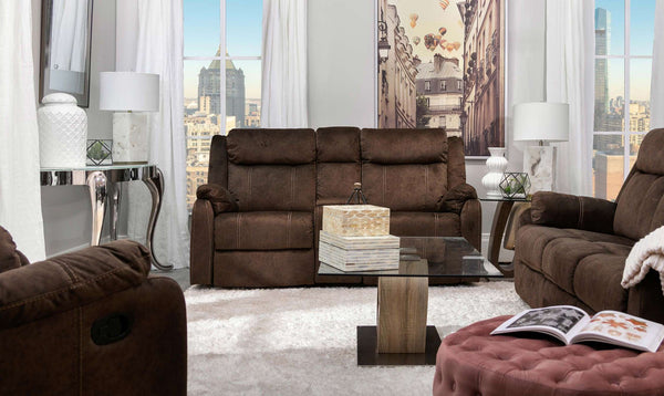 English Elm SONET Domino Upholstered Suede-Like Recliner Chair with Firm Cushy Seat and Light Rocking Comfort Coffee 35 L x 30.3 W x 26 H B201P216043