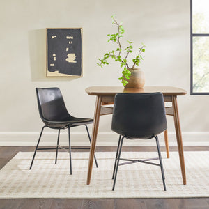 English Elm Walker Edison - Modern PU Upholstered Dining Chair Set of 2 – Black Faux Leather, Metal X Base, Adjustable Levelers, Easy-Clean Stylish Seating B185P168958