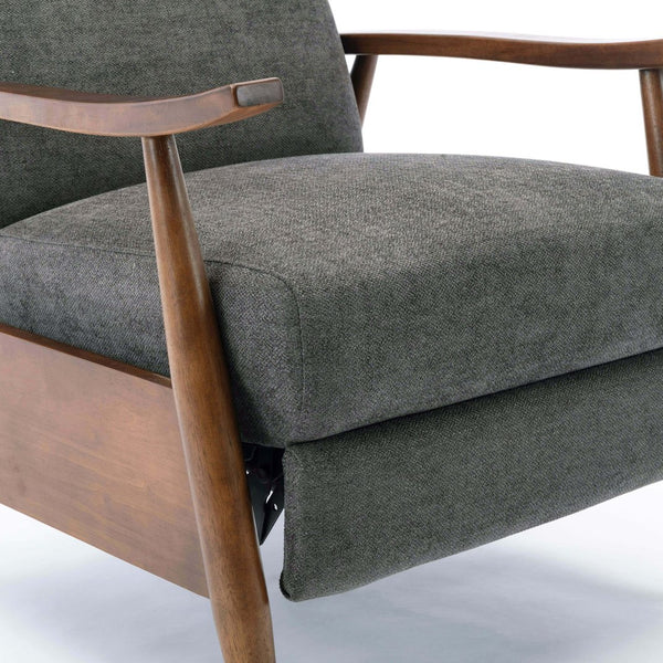 English Elm Saugus Wood Arm Push Back Recliner Charcoal - Modern Chestnut Arms, Durable Fabric, 3-Position Comfort B050P281012