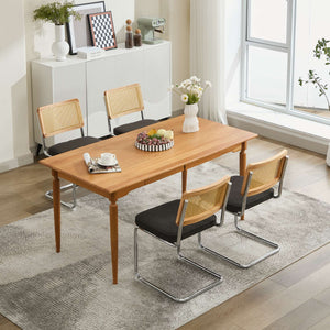 English Elm Mid Century Modern Dining Chairs Set Of 2 - Stylish Velvet Accent With Rattan Back & Chrome Base W1143P342096