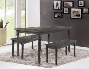 English Elm Transitional 59" Rectangular Dining Table Weathered Grey Veneer Rustic Farmhouse 6-Seat Centerpiece B011P352475