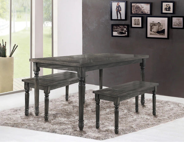 English Elm Transitional 59" Rectangular Dining Table Weathered Grey Veneer Rustic Farmhouse 6-Seat Centerpiece B011P352475