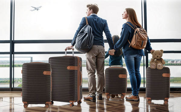 English Elm 4 Piece Abs Hard Shell Luggage Set with Spinner Wheels Tsa Lock and Packing Cubes Coffee PP313145AAZ