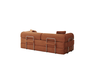 English Elm 78.8" Corduroy Modular Floor Sofa Convertible Sleeper Futon with Pillow Back Support Orange W5617P455986