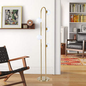 English Elm Ashcroft Furniture - Modern Floor Lamp - Artema Tall Corner Lamp With White Shade For Stylish Living Room & Office Lighting B183P315093