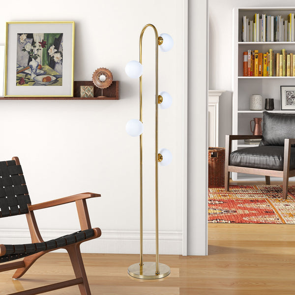 English Elm Ashcroft Furniture - Modern Floor Lamp - Artema Tall Corner Lamp With White Shade For Stylish Living Room & Office Lighting B183P315093