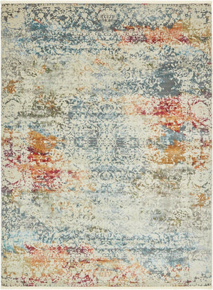 Unique Loom Baracoa Panamericana Machine Made Medallion Rug Cream, Blue/Orange/Red/Gray/Gold 10' 0" x 13' 1"