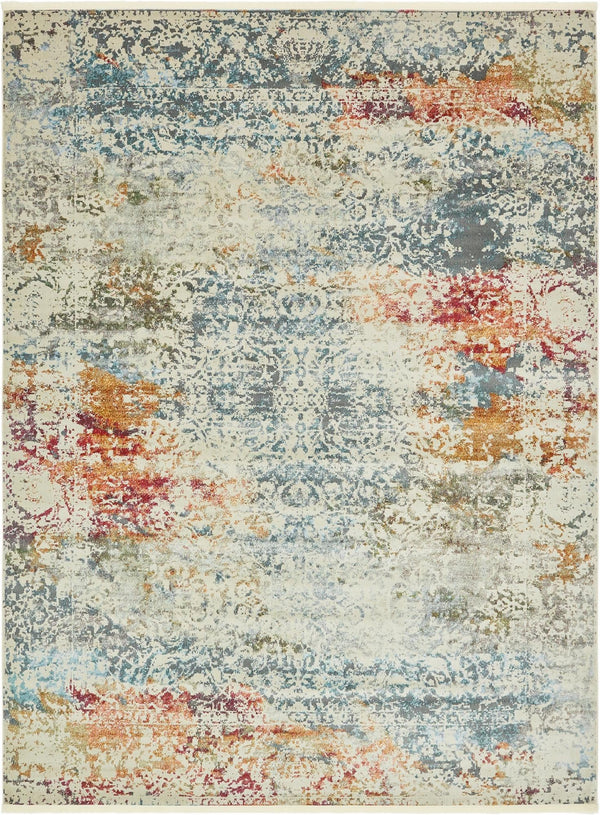 Unique Loom Baracoa Panamericana Machine Made Medallion Rug Cream, Blue/Orange/Red/Gray/Gold 10' 0" x 13' 1"