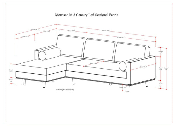 English Elm Morrison Left Sectional Sofa - Stylish Mid-Century Modern Design For Comfort & Sustainable Living B136P199277