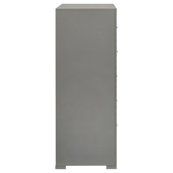 English Elm Pierce Five Drawer Chest with Diamond Emboss Texture and Sleek Contemporary Bedroom Storage Grey B062P447672