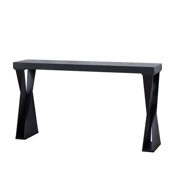English Elm Modern 58.3" Console Table – Slim 11.8" Depth Black Manufactured Wood Sofa Table with Cross Legs, Stylish Entryway Accent for Hallway, Living Room, Office W2729P239170