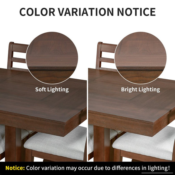 English Elm 2-piece Farmhouse Ladder Back Dining Chair Set Rubberwood Frame Upholstered Seat Kitchen Beige,Walnut N752P436723D