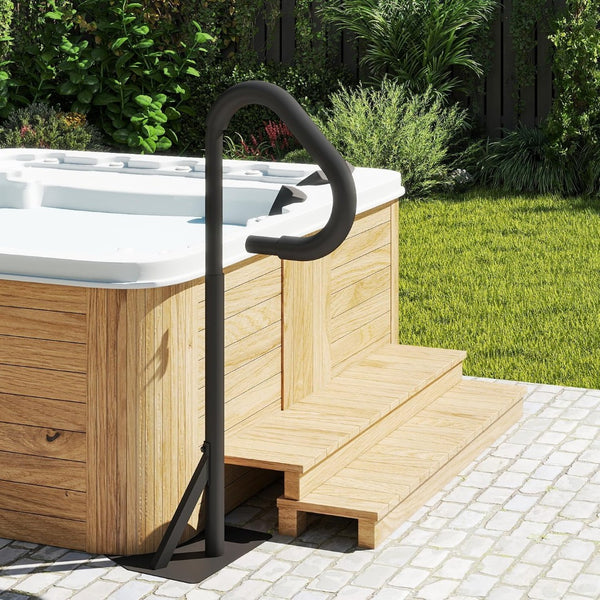 English Elm Hot Tub Aluminum Safety Rail with Swivel Grip Adjustable Height and 600 Lb Support W1859P429198