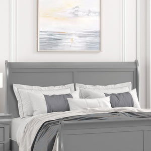 English Elm Gray Sleigh Bed Queen Size Wooden Frame with Elegant Louis Philippe Design for Classic Bedrooms Gray,Grey 27 L x 63 W x 6 H B2741S00582